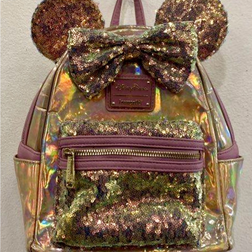Disney Parks 50th Anniversary EARidescent Minnie Mouse Loungefly Mini Backpack